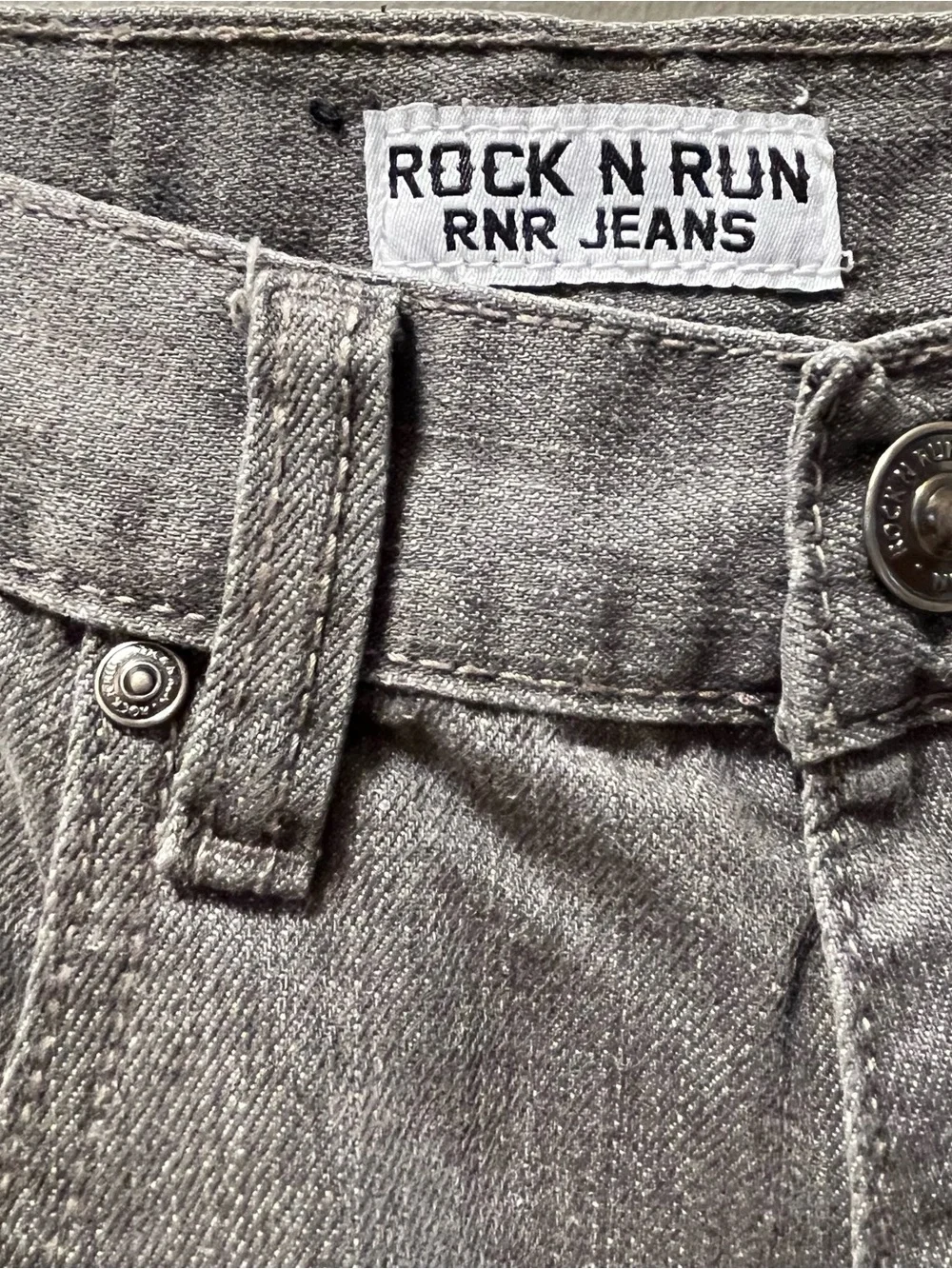 Rock N Run Y2K Vintage Skater Grunge Straight Leg Men’s Jeans, 32x32, Gray Black